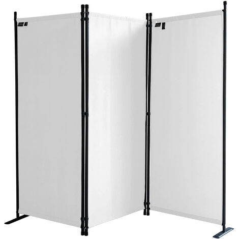Paravent 3 Teilig 170 x 165 cm Stoff Raumteiler Trennwand Balkon Sichtschutz Stellwand Faltbar Weiß