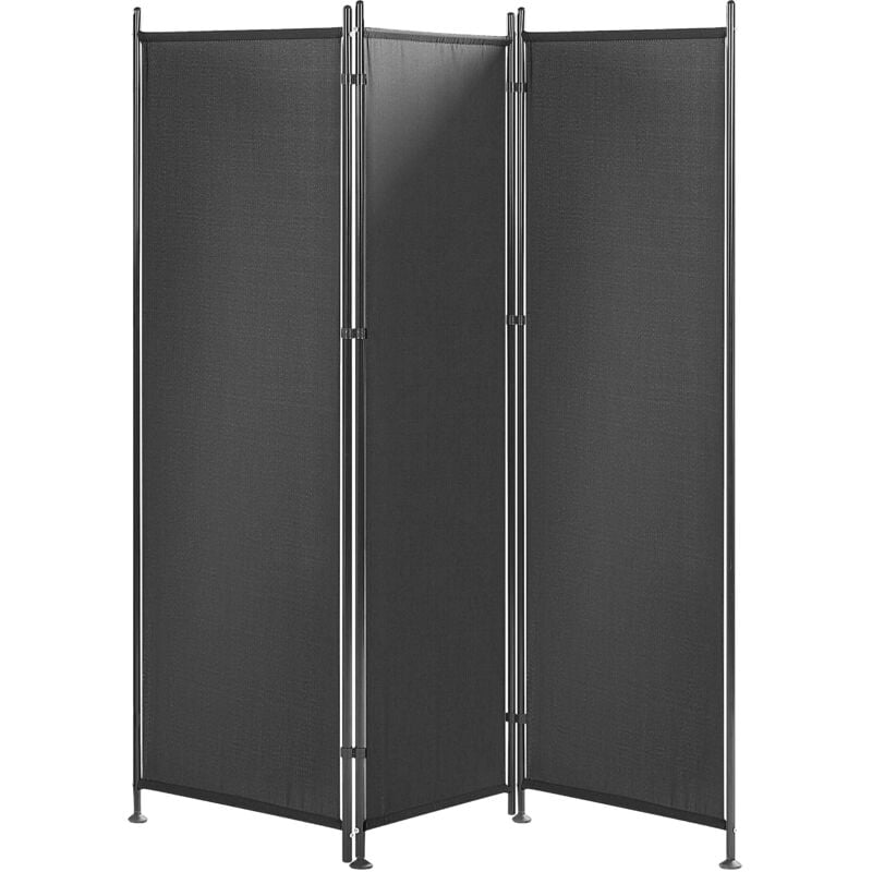 Paravent Séparateur de Pièce 3 Volets en Tissu Noir 160 x 170 cm pour Intérieur au Design Moderne Beliani