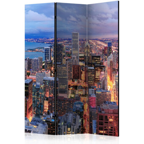 Paravent 3 Volets "Illuminated Chicago" 135x172cm