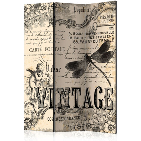 Paravent 3 Volets "Vintage Correspondence" 135x172cm