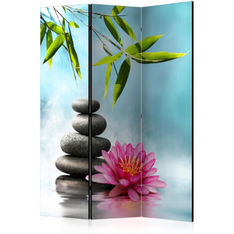 Paravent 3 Volets "Water Lily & Zen Stones" 135x172cm