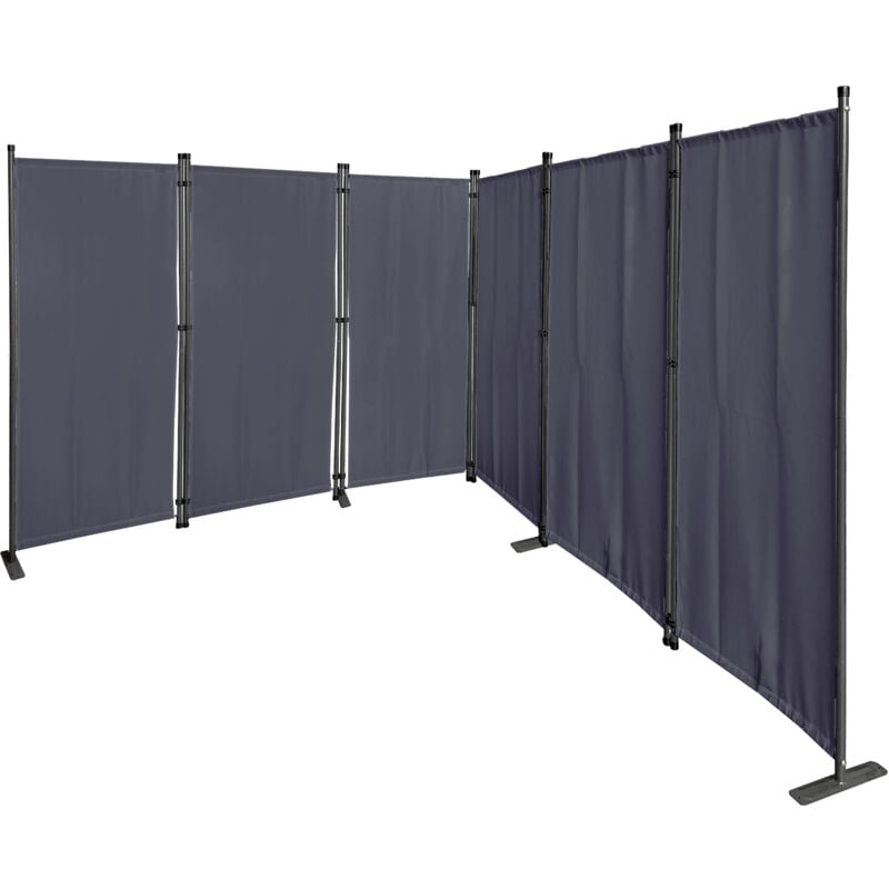 Paravent 340 x 165 cm Séparateur de tissu Jardin en 6 parties pliable Balcon Écran de confidentialité partition Gris