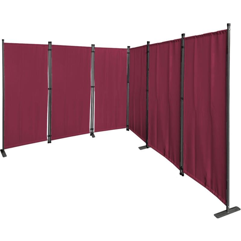 Paravent 340 x 165 cm Séparateur de tissu Jardin en 6 parties pliable Balcon Écran de confidentialité partition Rouge Rubis