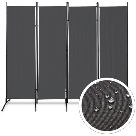 HENGDA Paravent 4 fach Outdoor Trennwand Homestyle Balkon Garten Raumteiler verlängerbar Anthrazit