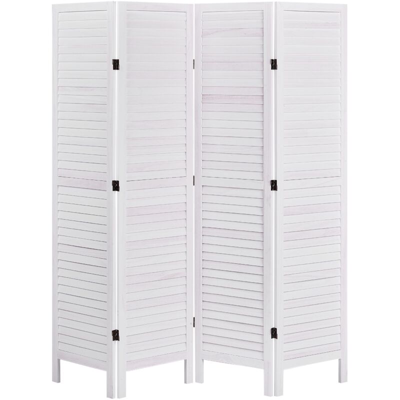 Beliani - Paravent 4 Panneaux Pliants Cloison en Bois Blanc Cassé Avenes
