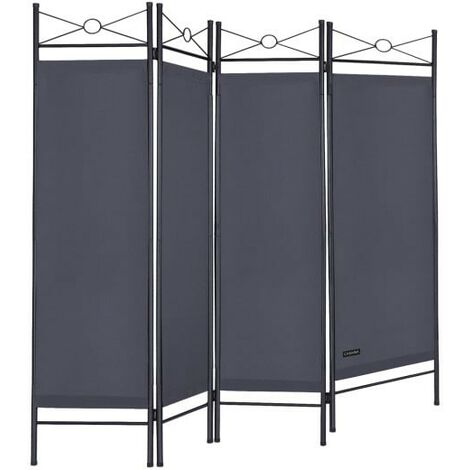 Paravent 4 pans, Gris Anthracite, 180 X 160 cm pour chambre et salle de bains