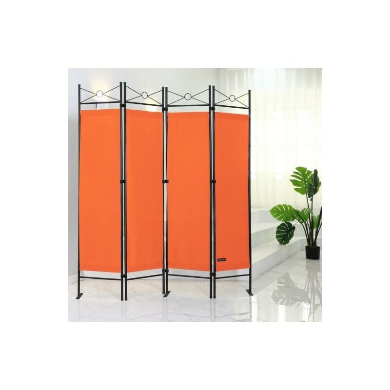 Le Poisson Qui Jardine - Paravent 4 pans, Orange, 180 x 160 cm pour chambre et salle de bains
