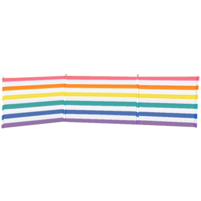 Paravent 4 Poteaux Acier Polyester Rayures Couleurs 360X80 cm Plage, Piscine, Jardin