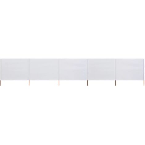 Paravent 5 panneaux  Cloison de séparation Pour Jardin, Balcon, Terrasse Tissu 600 x 160 cm Blanc sable 88197