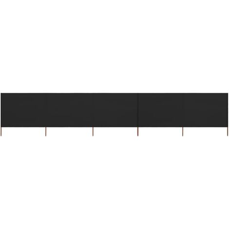 Paravent 5 panneaux Cloison de séparation Pour Jardin, Balcon, Terrasse Tissu 600 x 160 cm Noir 78424