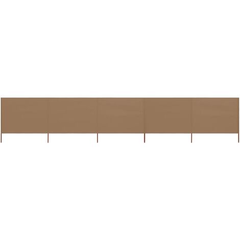 Paravent 5 panneaux Cloison de séparation Pour Jardin, Balcon, Terrasse Tissu 600 x 160 cm Taupe 40582