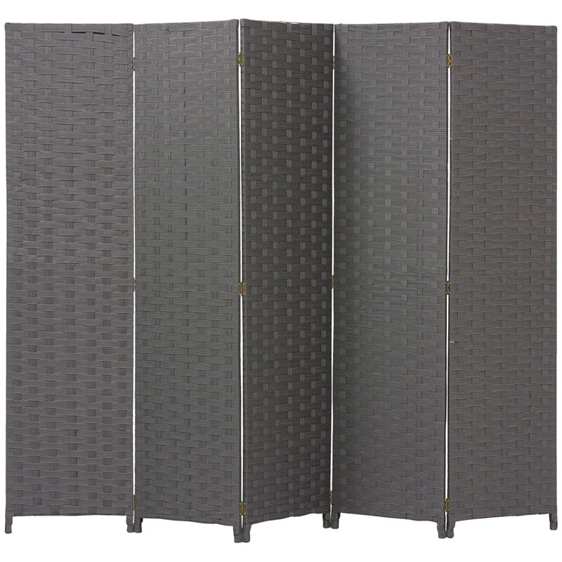 Paravent 5 panneaux en nylon noir