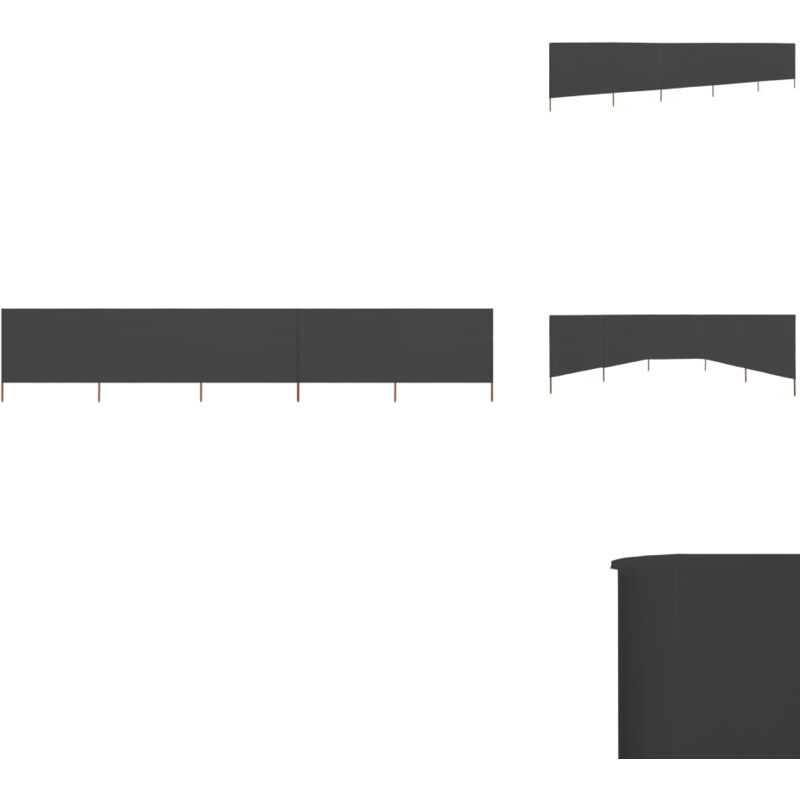 Paravent 5 panneaux Tissu 600 x 160 cm Anthracite - Parasol - Pare-brise - Écran D'intimité - Protection Solaire - Abri Extérieur