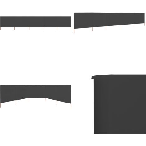 Paravent 5 panneaux Tissu 600 x 80 cm Anthracite - Parasol - Pare-brise - Écran D'intimité - Protection Solaire - Abri Vent - Home & Living