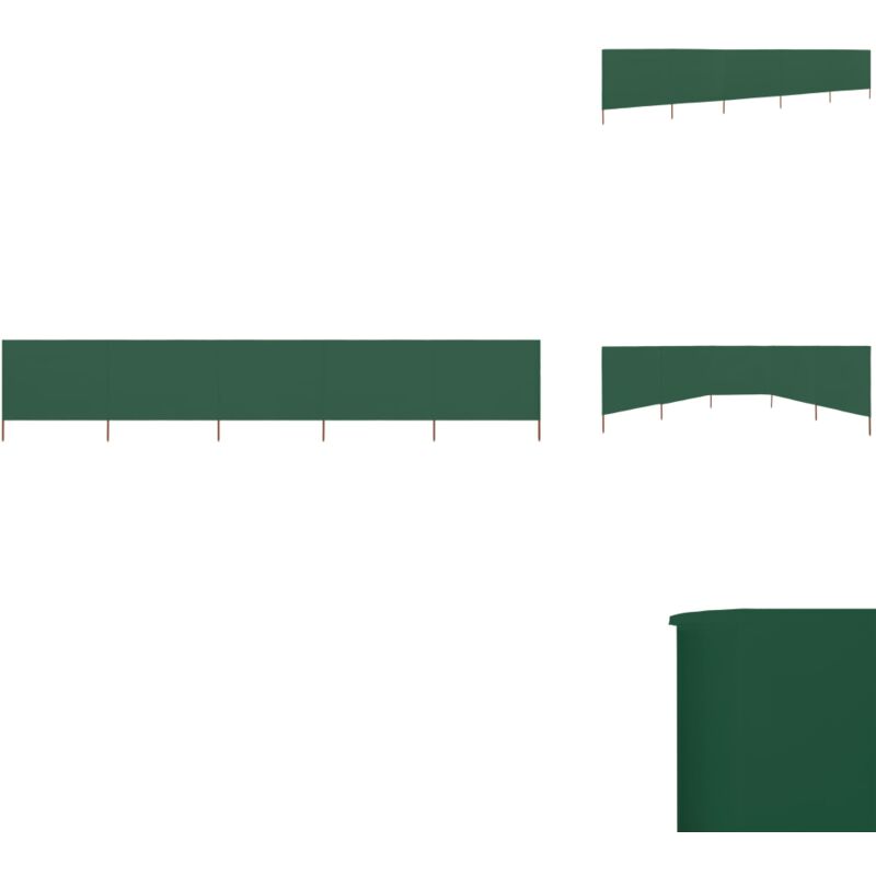 Paravent 5 panneaux Tissu 600 x 80 cm Vert - Parasol - Écran D'intimité - Pare-vent - Protection Contre Le Vent - Jardin