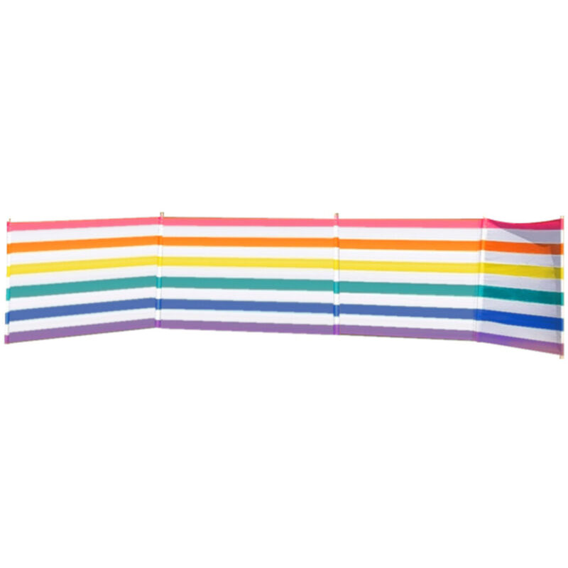 Marbueno - Paravent 5 Poteaux Acier Polyester Rayures Couleurs 480X80 cm Plage, Piscine, Jardin