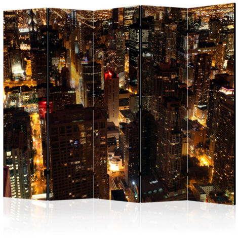 Paravent 5 Volets "City By Night Chicago USA" 172x225cm