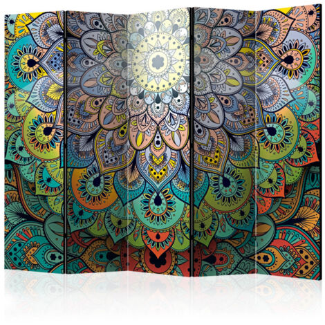 Paravent 5 Volets "Colourful Stained Glass" 172x225cm
