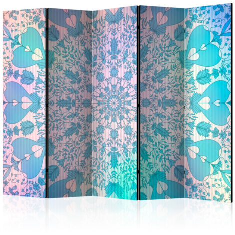 Paravent 5 Volets "Girly Mandala Blue" 172x225cm