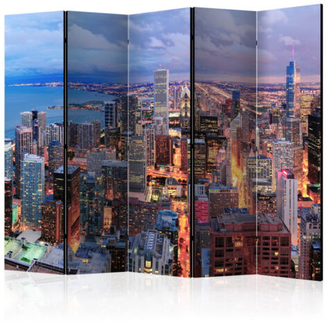 Paravent 5 Volets "Illuminated Chicago" 172x225cm