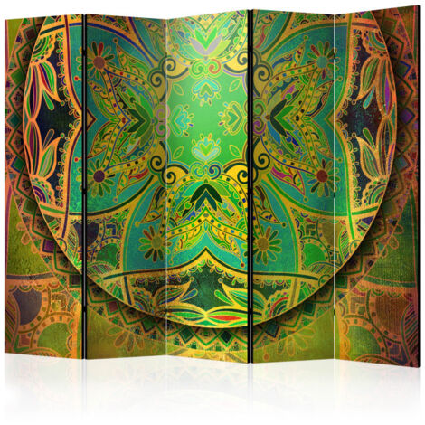 Paravent 5 Volets "Mandala : Emerald Fantasy" 172x225cm