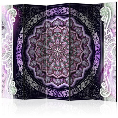 Paravent 5 Volets "Round Stained Glass Violet" 172x225cm