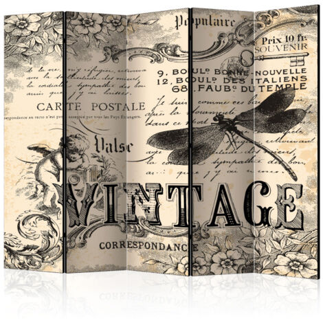 Paravent 5 Volets "Vintage Correspondence" 172x225cm