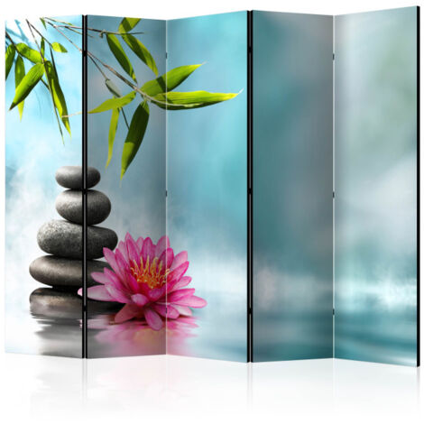 Paravent 5 Volets "Water Lily & Zen Stones" 172x225cm