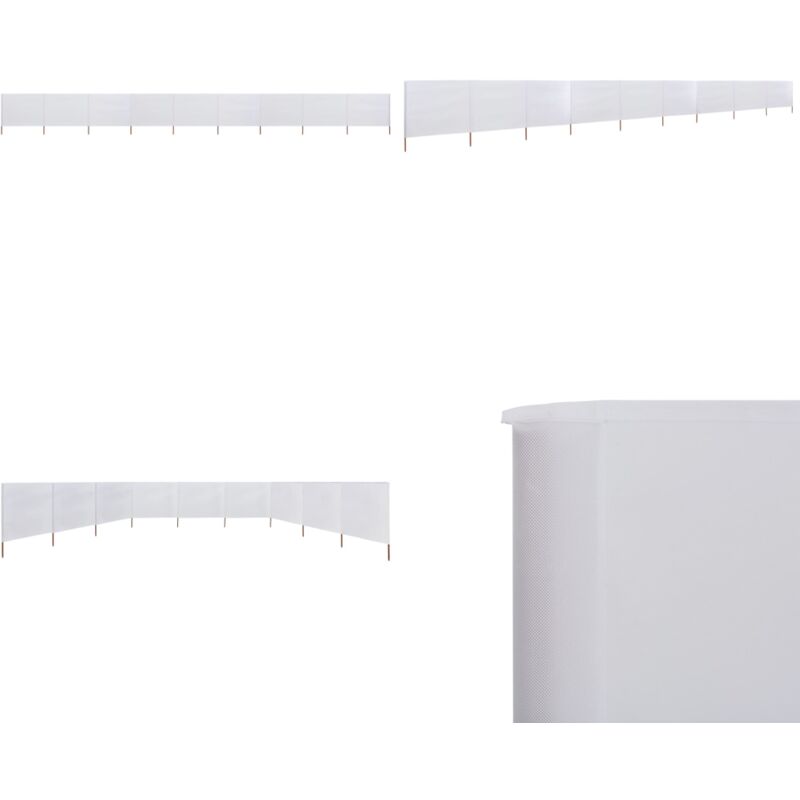 Paravent 9 panneaux Tissu 1200 x 160 cm Blanc sable - Parasol - Pare-brise - Écran D'intimité - Protection Solaire - Abri Extérieur - Home & Living