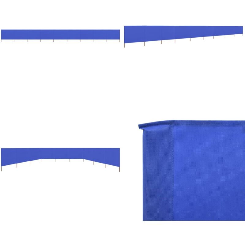 Paravent 9 panneaux Tissu 1200 x 80 cm Bleu azuré - Paravent Pliable - Écran D'intimité - Parasol - Protection Contre Le Vent - Jardin - Home & Living