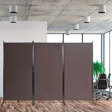 Paravent à 3 Panneaux Cloison de Séparation Pliable 260x183cm avec Charnières Café