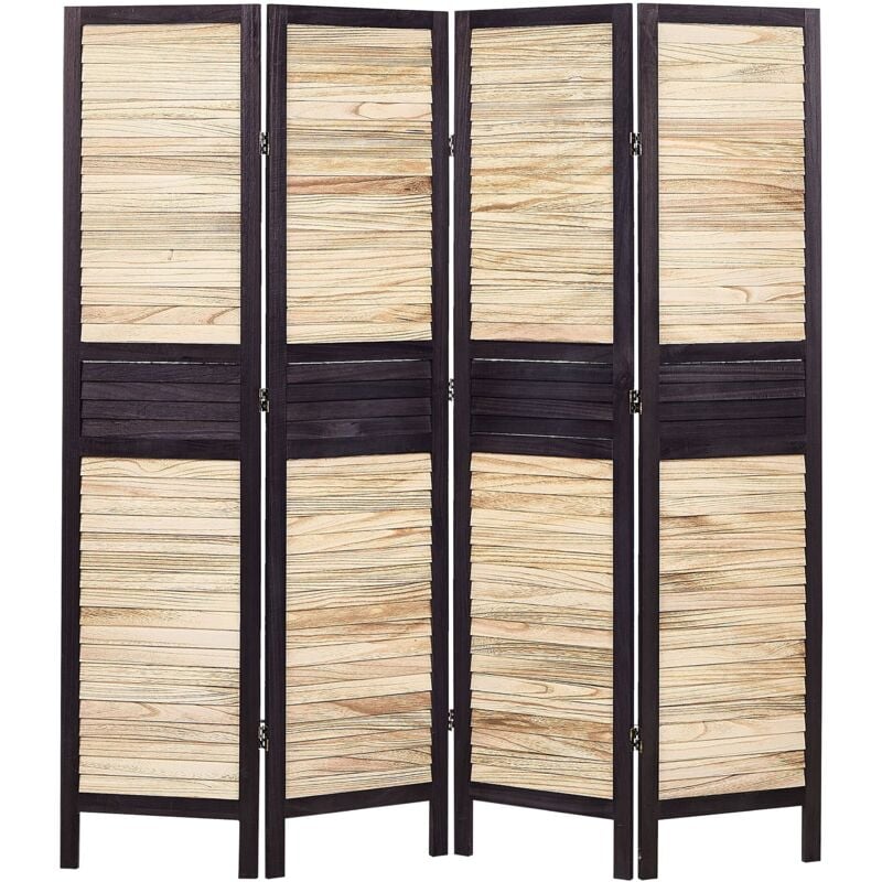 Beliani - Paravent à 4 Panneaux Pliants en Bois de Paulownia Bois Clair 170 x 164 cm Brennerbad