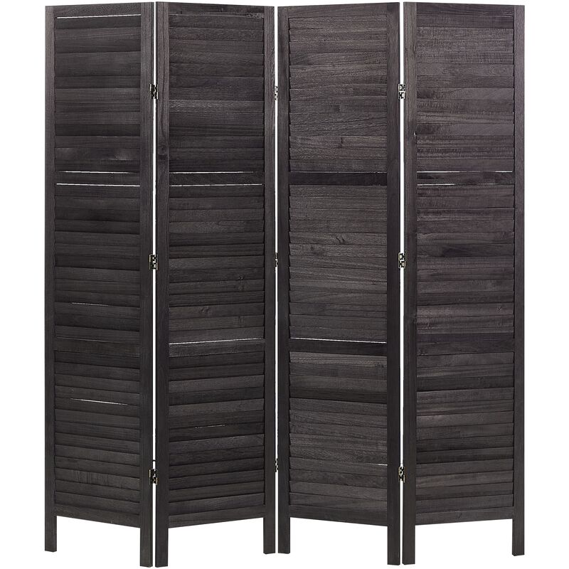 Beliani - Paravent à 4 Panneaux Pliants en Bois de Paulownia Brun Foncé 170 x 163 cm Avenes