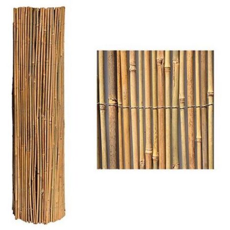 Paravent à fil extérieur en cannes de bambou 2,5x3 m – Fixation fils métalliques superposés – Résistant aux intempéries pour jardin et terrasse
