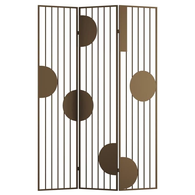 Paravent ajouré design en métal 3 pans - l. 123 x h. 180 cm - Doré - kandy