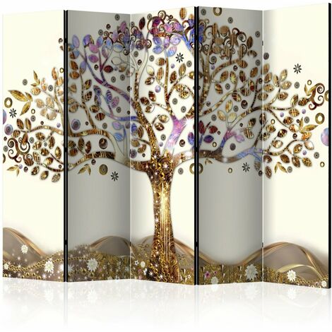Paravent arbre d'or II 5 volets - Bronze et Multicolore - Bronze et Multicolore