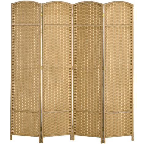 Paravent bois 4 panneaux 160x170 cm séparateur pliable salon chambre naturel