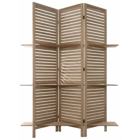 Paravent Bois avec 3 étagères 170 cm - Marron - SILUMEN