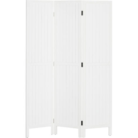 Paravent bois séparateur pièce cloison intérieur pliable 3 panneaux bois 120x170 cm blanc