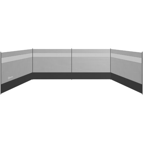 Paravent brise-vent de camping portable pliable avec sac de transport et poteaux en acier dim. 725 cm x 140 cm gris clair