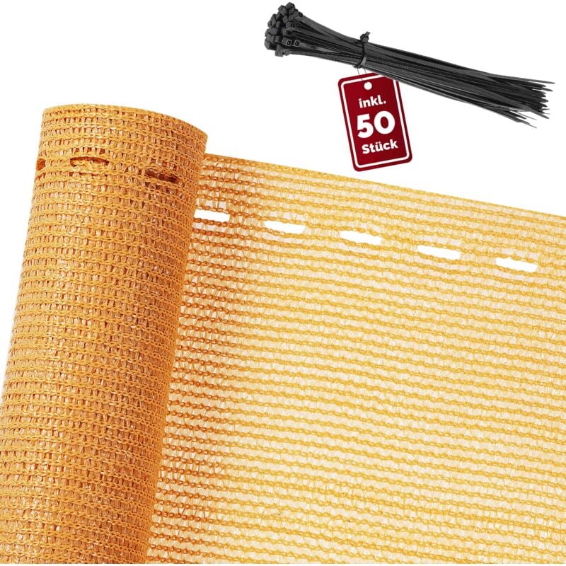 Detex - Brise vue balcon Tissu hdpe Pare-soleil brise-vue jardin Protection uv vent Résistant aux intempéries Beige 1.4x10 m