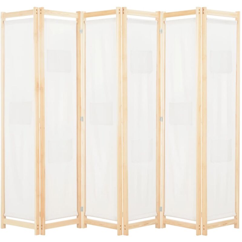 Paravent, Cloison de séparation 6 panneaux Crème 240 x 170 x 4 cm Tissu FR735471 design in