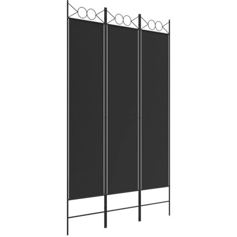 Paravent Cloison de séparation 3 panneaux, Pour Jardin, Balcon, Terrasse Noir 120x200 cm Tissu OIB6672E