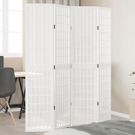 Paravent, Cloison de séparation 4 panneaux blanc bois de paulownia massif FR665106 DESIGN IN