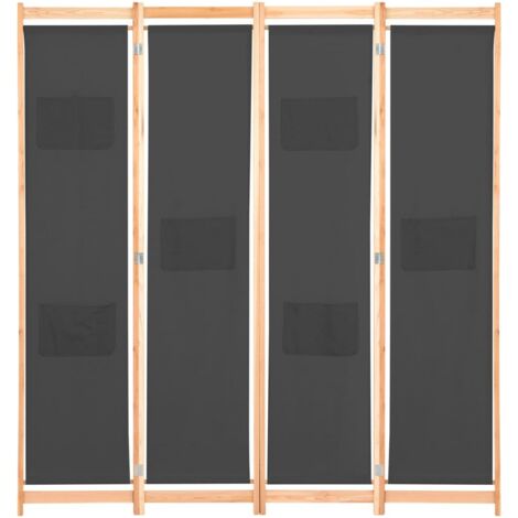 Paravent Cloison de séparation 4 panneaux, Pour Jardin, Balcon, Terrasse Gris 160x170x4 cm Tissu OIB7530E