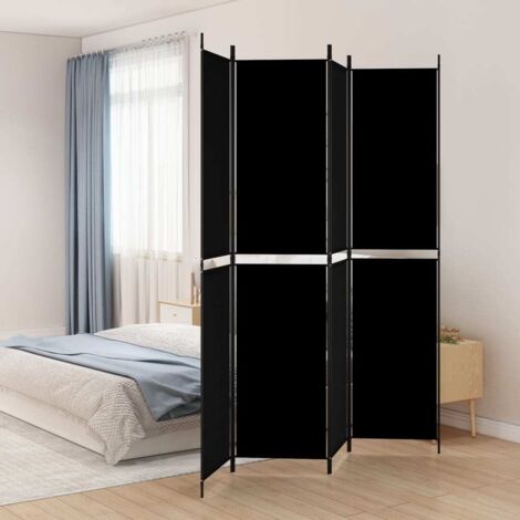 Paravent Cloison de séparation 4 panneaux - Séparateur de Jardin Noir 200x220 cm Tissu BV212857 - BonneVie
