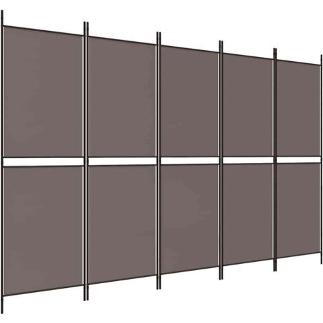 Paravent Cloison de séparation 5 panneaux, Pour Jardin, Balcon, Terrasse Anthracite 250x180 cm Tissu OIB6027E