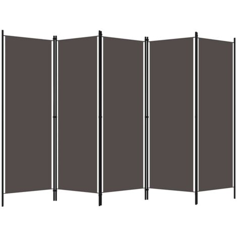 Paravent Cloison de séparation 5 panneaux, Pour Jardin, Balcon, Terrasse Anthtracite 250x180 cm OIB4353E