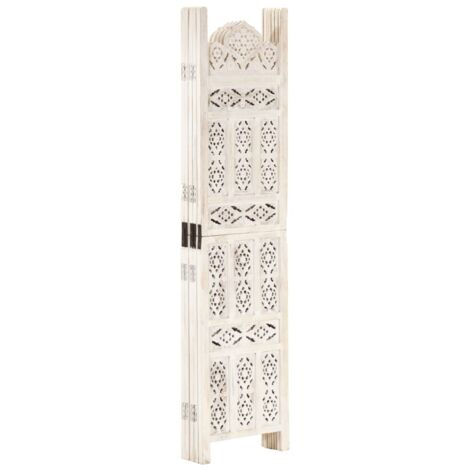 Paravent Cloison de séparation 5 panneaux, Pour Jardin, Balcon, Terrasse Blanc 200x165 cm Bois manguier OIB2644E