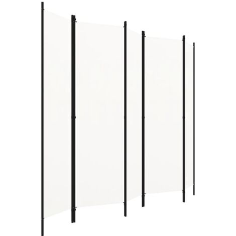 Paravent Cloison de séparation 5 panneaux, Pour Jardin, Balcon, Terrasse Blanc crème 250x180 cm OIB2789E